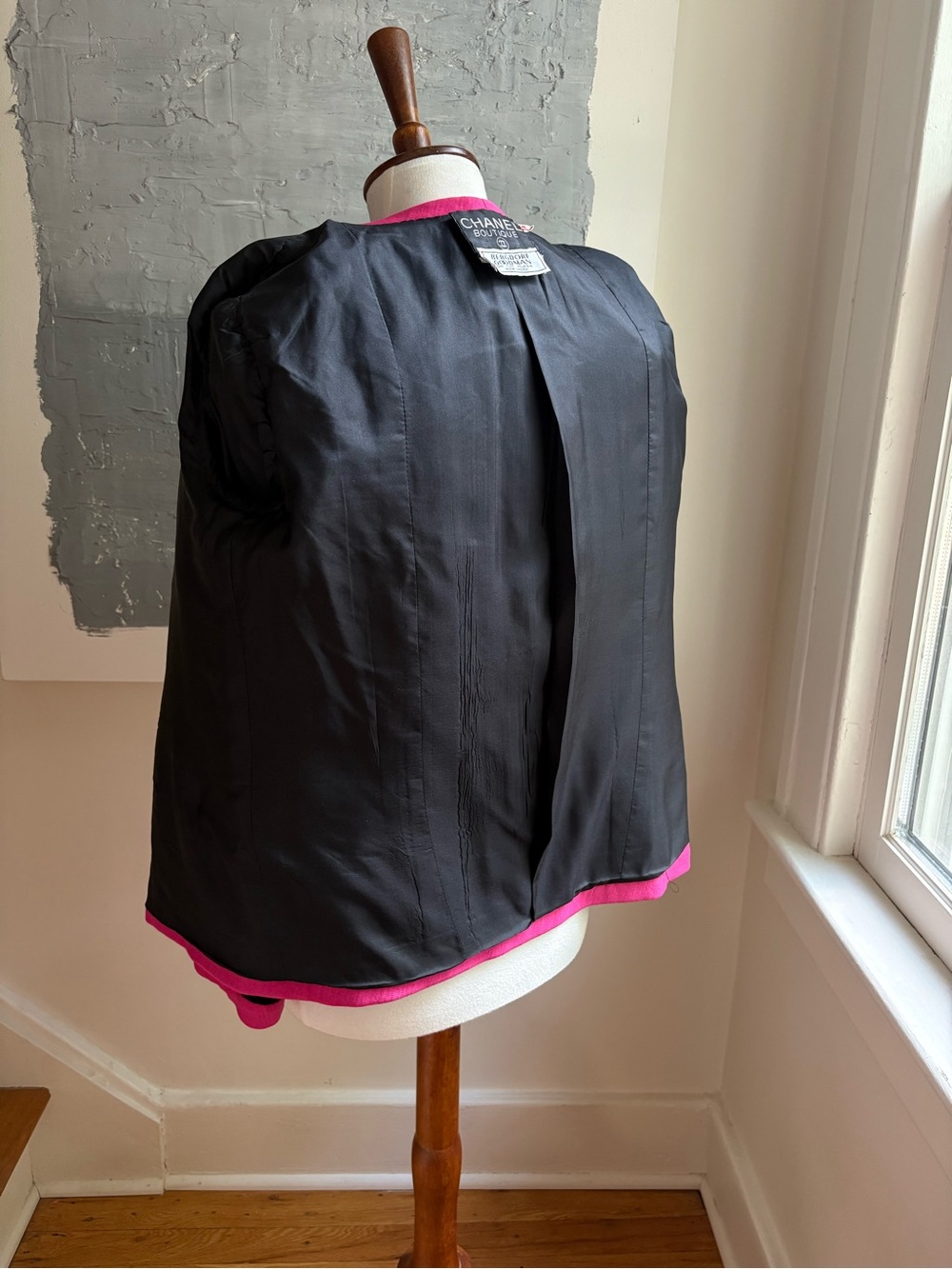 CHANEL 90s Black and Barbie Pink Wool Knit Jacket FR 36 US 4 Karl Lagerfeld - Picture 8 of 14